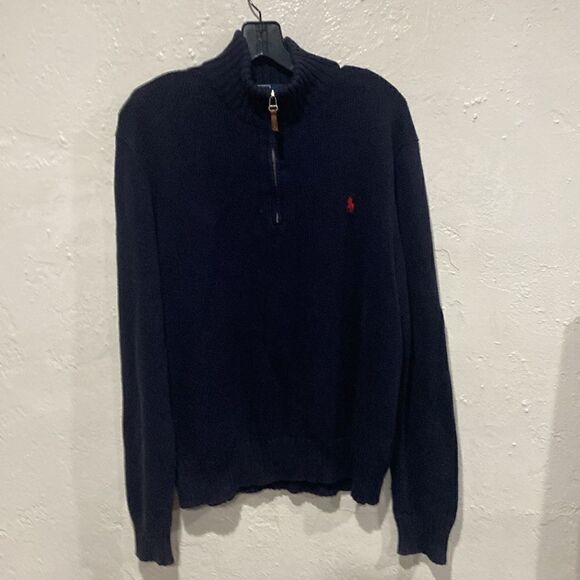 Polo Ralph Lauren 1/4 Zip Pullover Sweater Men's Size Large 100% Cotton - Picture 1 of 5